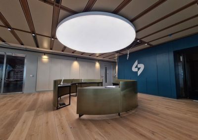 4 meters diameter circle light over the reception in London office